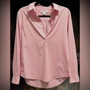 Southern Tide Pink Gingham Half-Button Collared Shirt | Oversized | Size XS